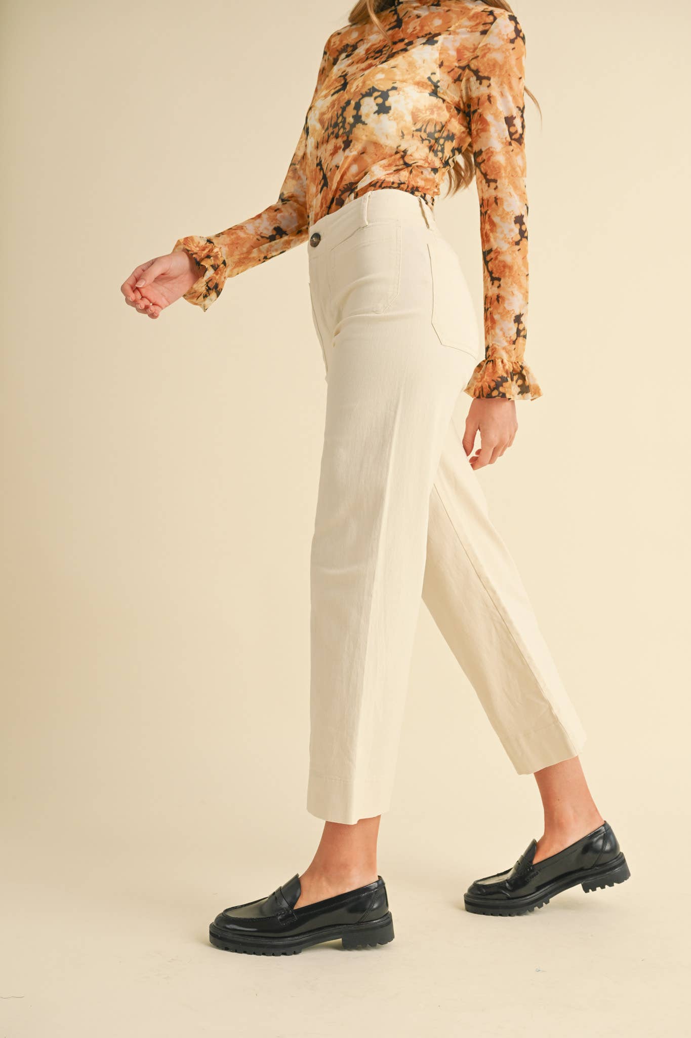High Waist Cropped Wide Leg Pants