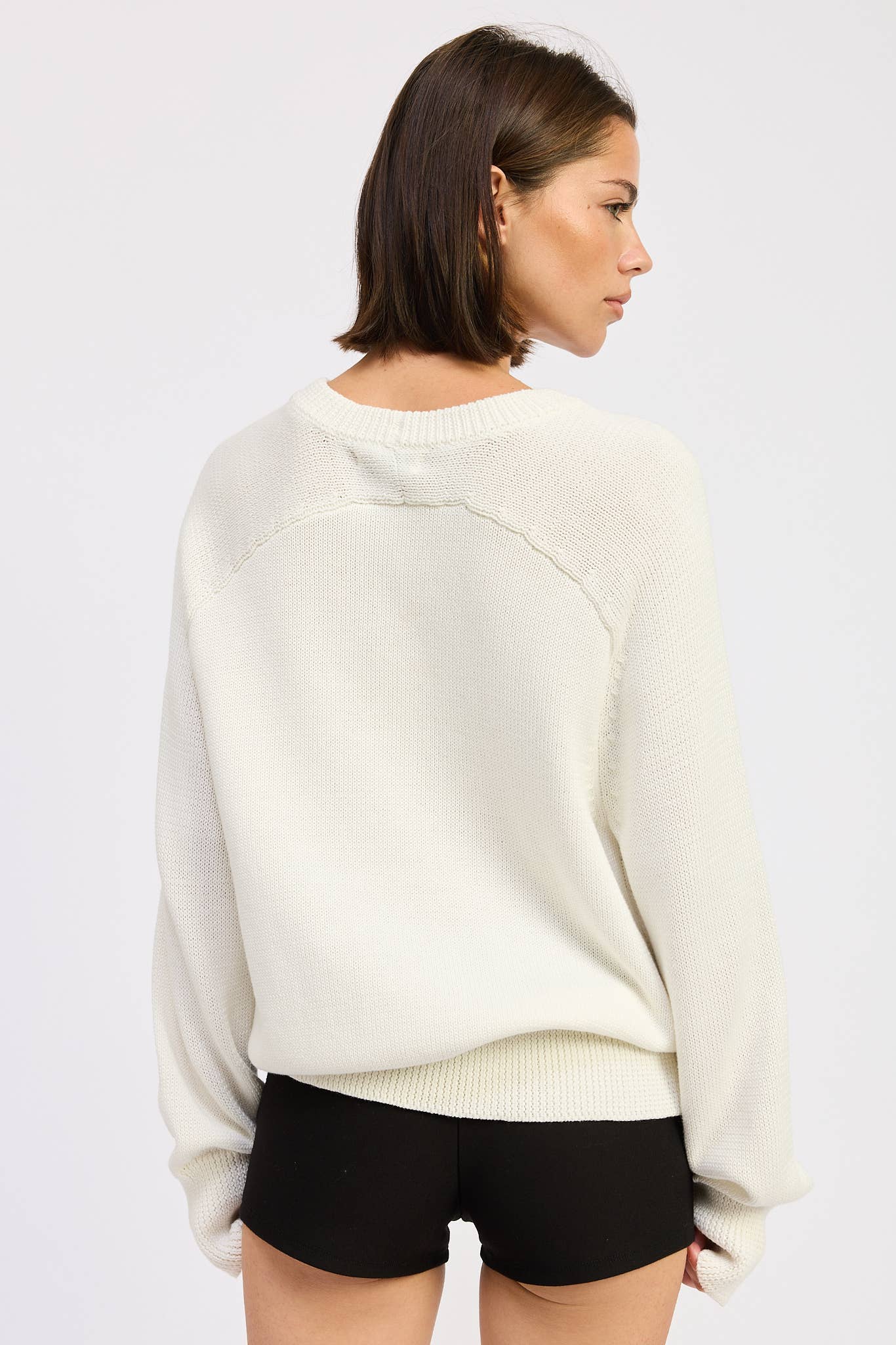 LONG SLEEVE KNITTED GRAPIC SARDINE  SWEATER