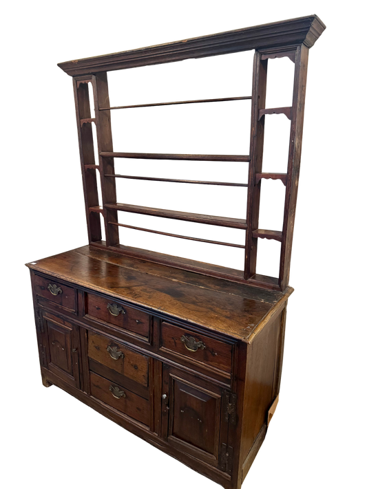 Antique Wooden Dresser with Hutch