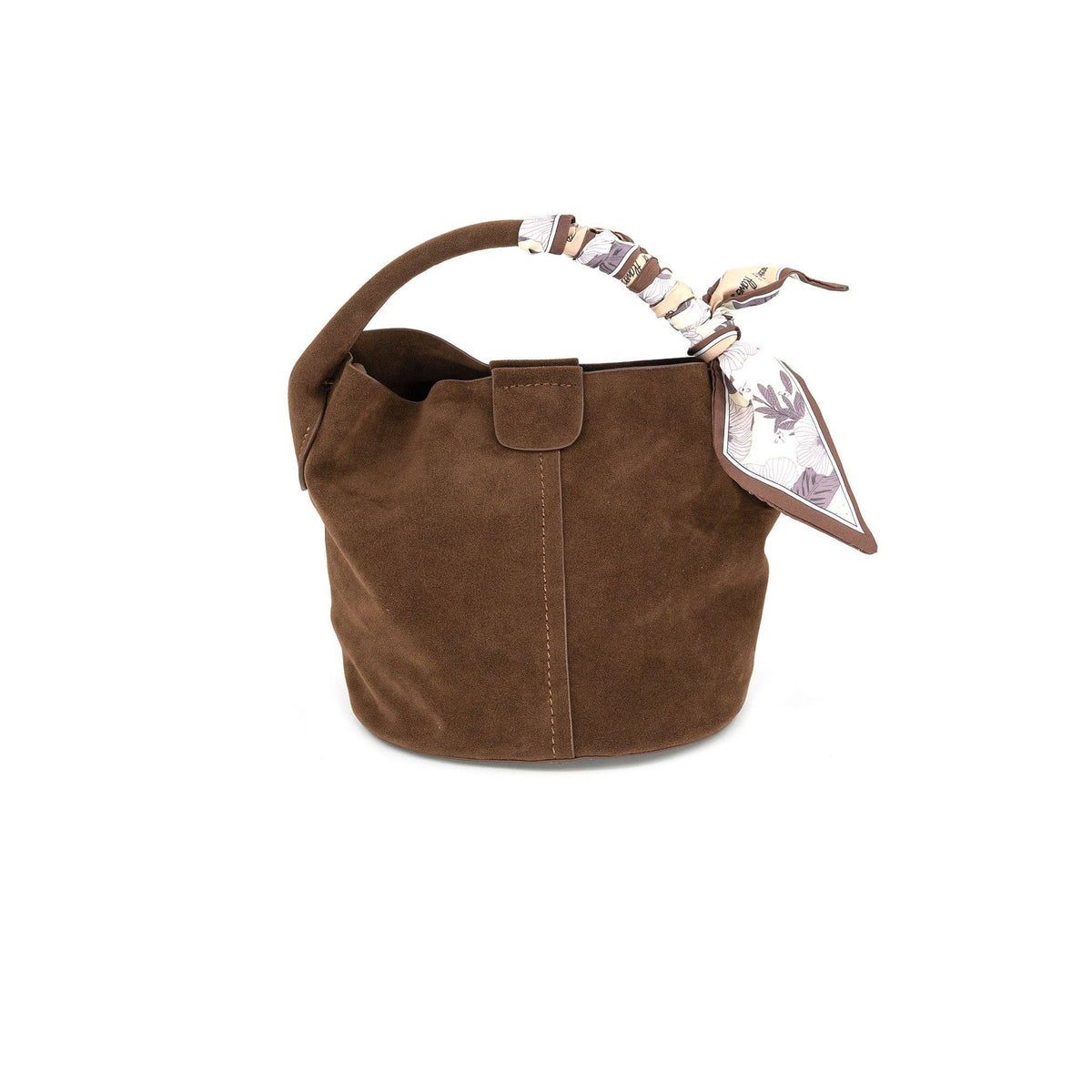 Mini Suede Bucket Purse with Scarf
