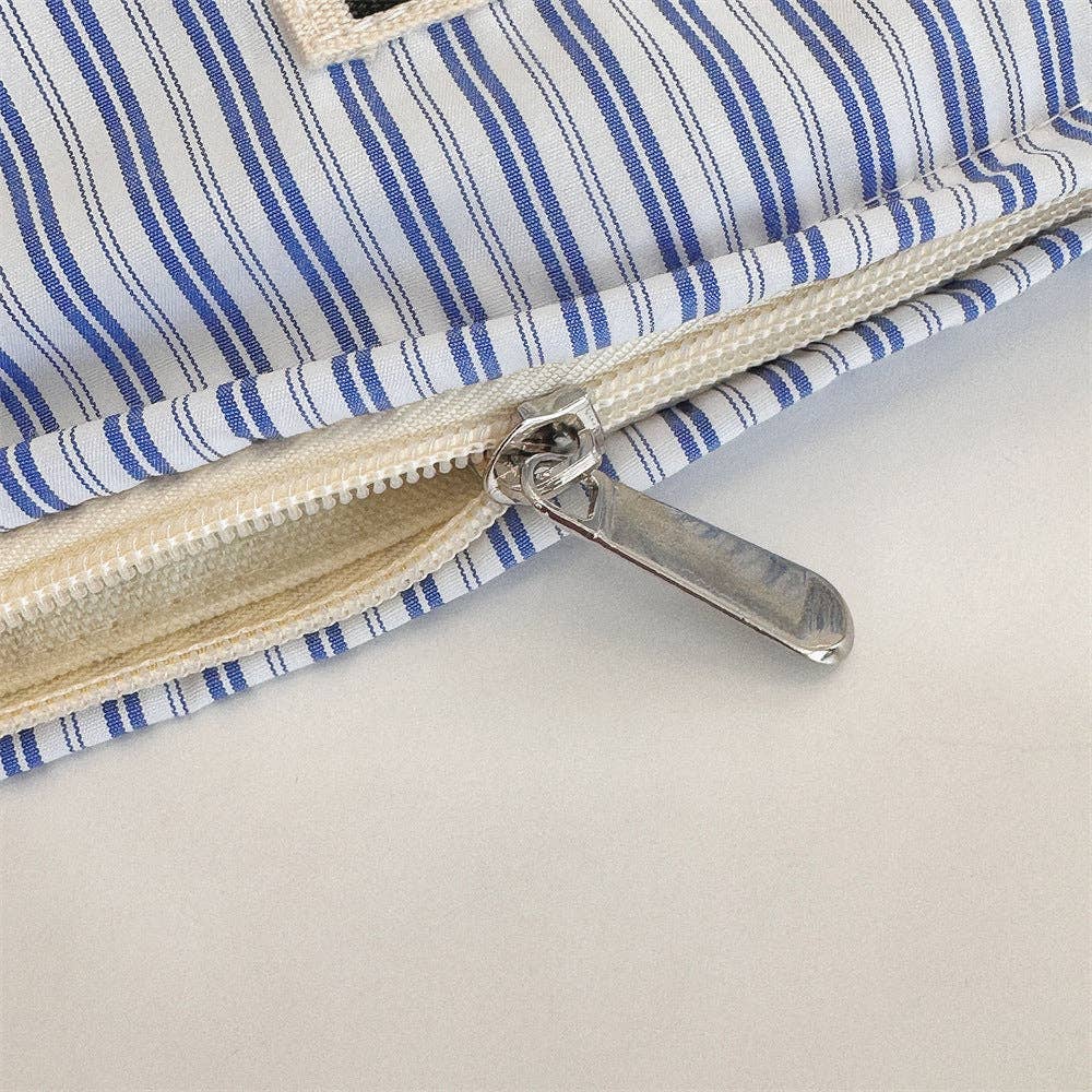 Striped Color-Block Makeup Bag