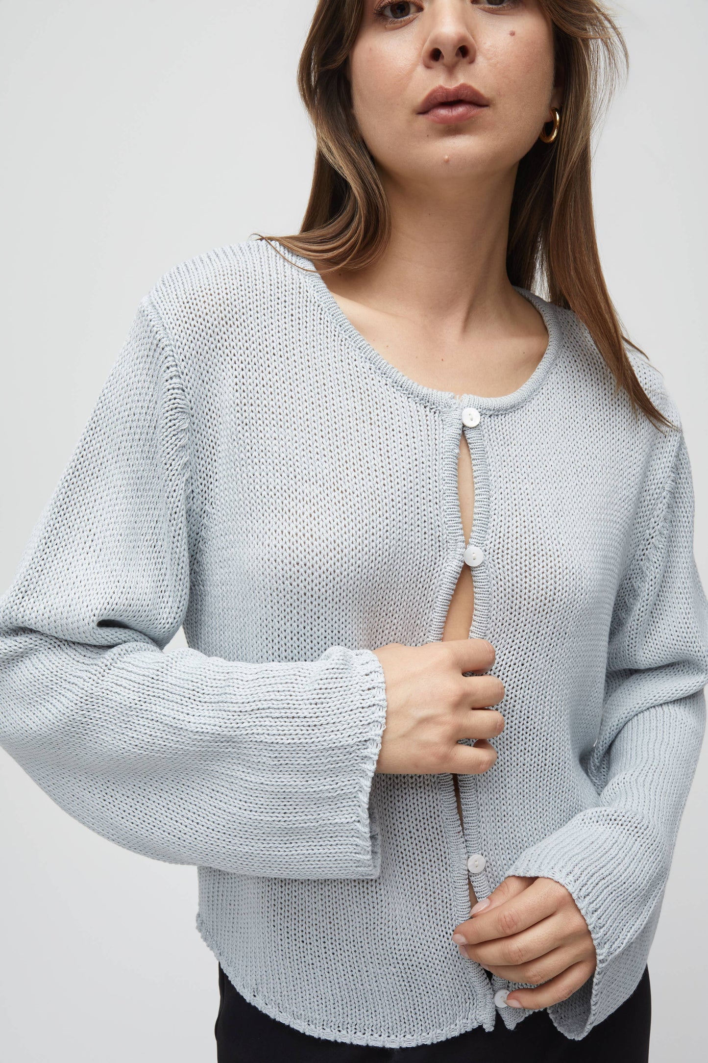 The Morgan Cardigan | Open Button Hole Long Sleeve Cardigan