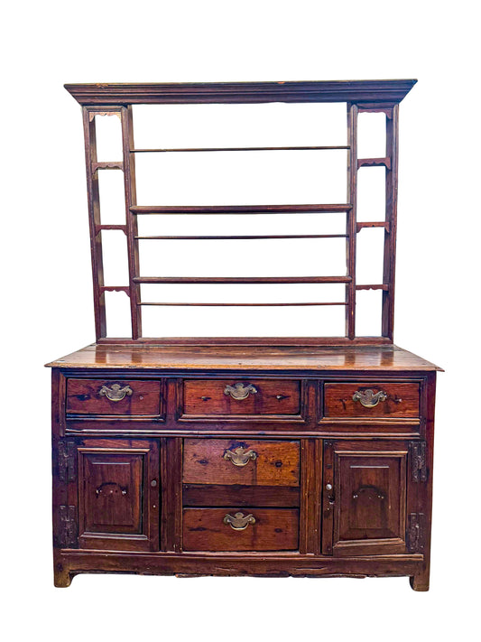 Antique Wooden Dresser with Hutch
