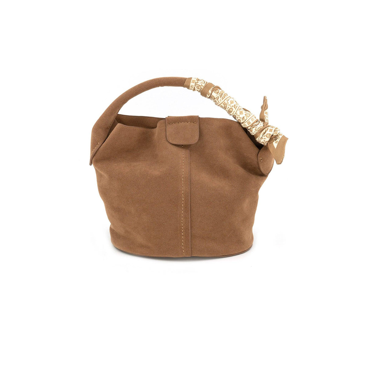 Mini Suede Bucket Purse with Scarf
