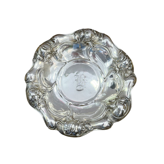 Sterling Silver Art Nouveau Dish with Monogram