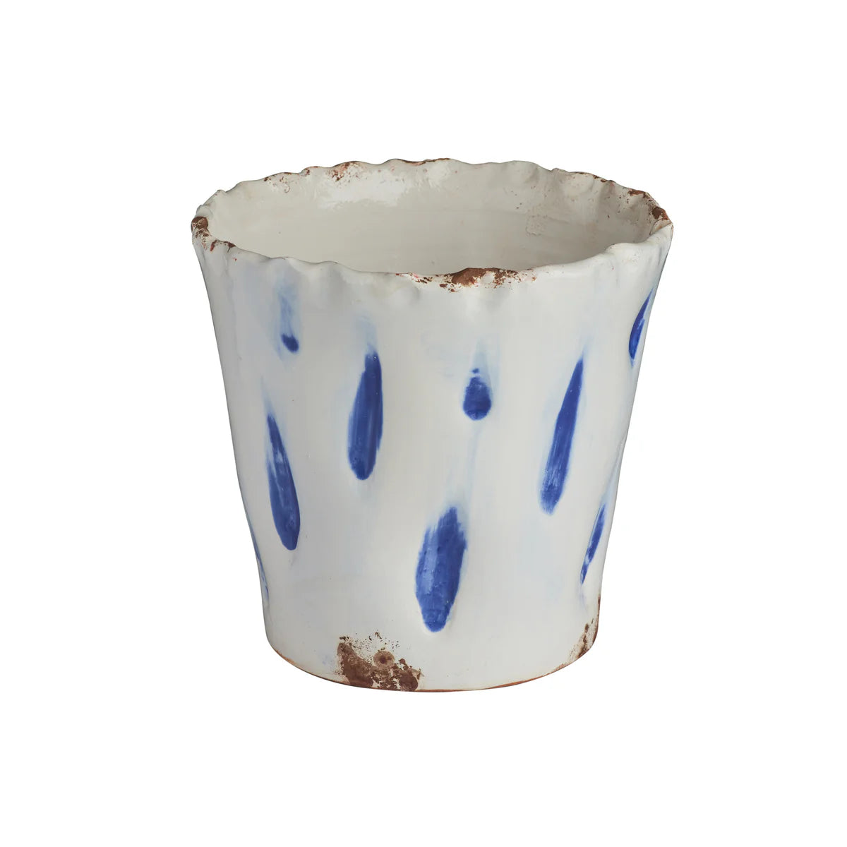 Aegean Cachepot w/ Blue Dots