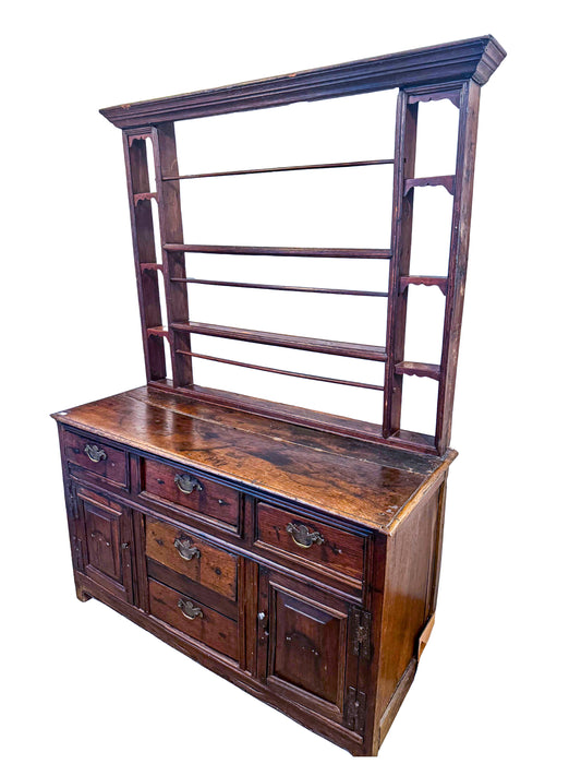 Antique Wooden Dresser with Hutch