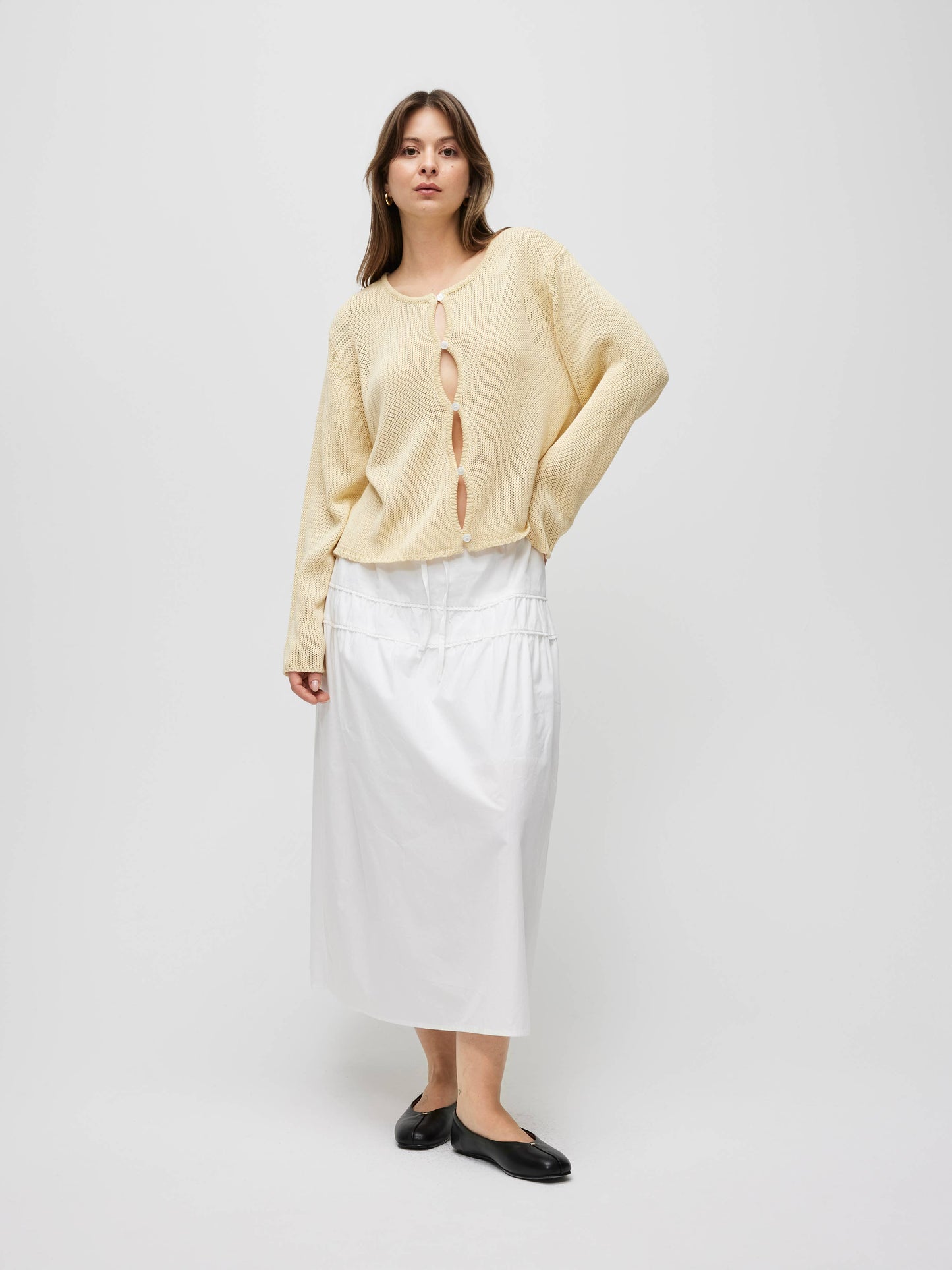 The Morgan Cardigan | Open Button Hole Long Sleeve Cardigan