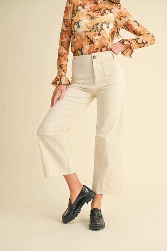 High Waist Cropped Wide Leg Pants