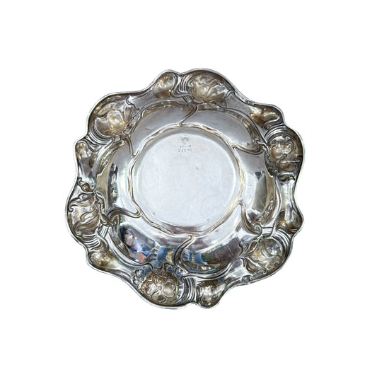 Sterling Silver Art Nouveau Dish with Monogram