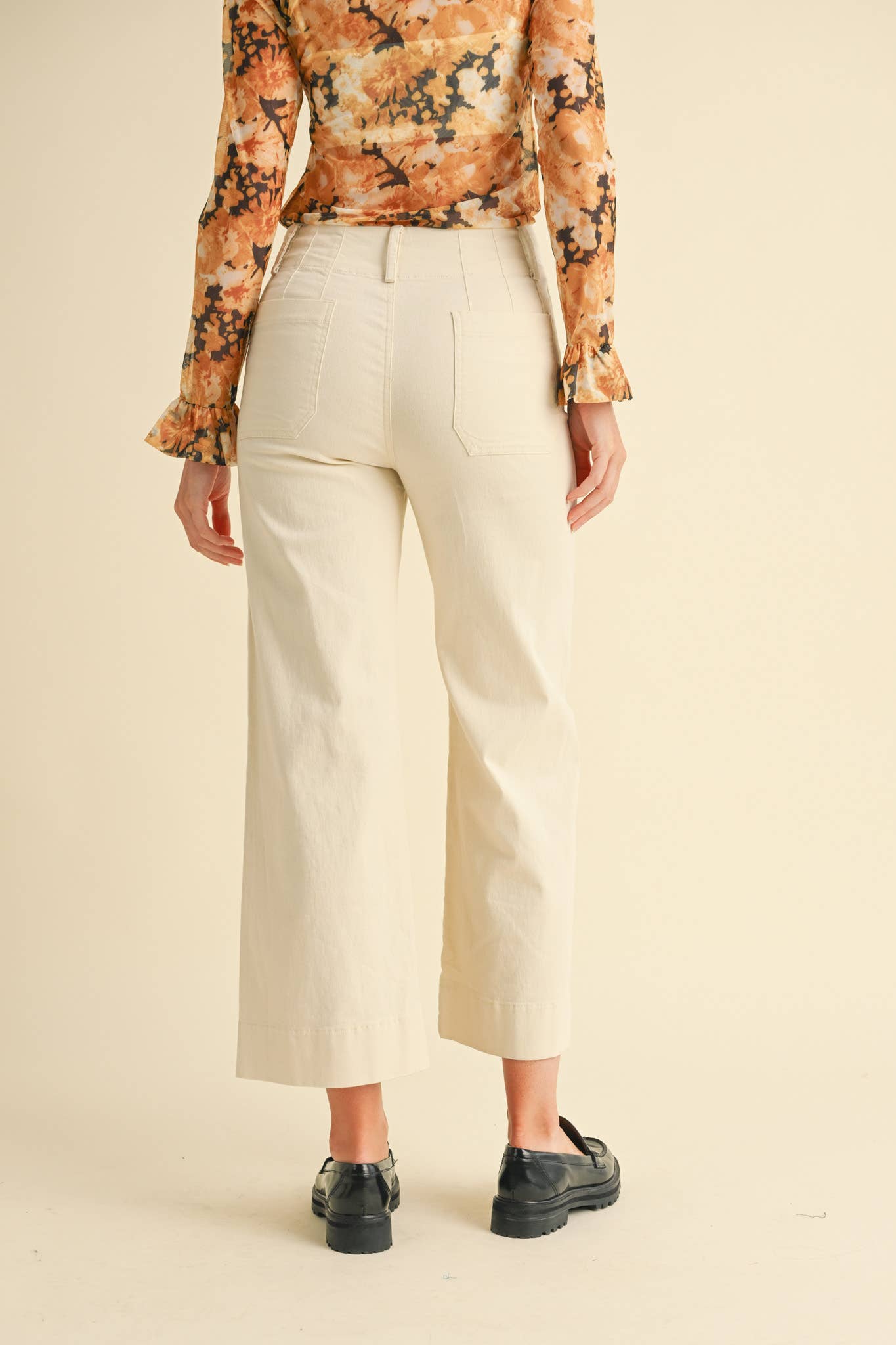 High Waist Cropped Wide Leg Pants