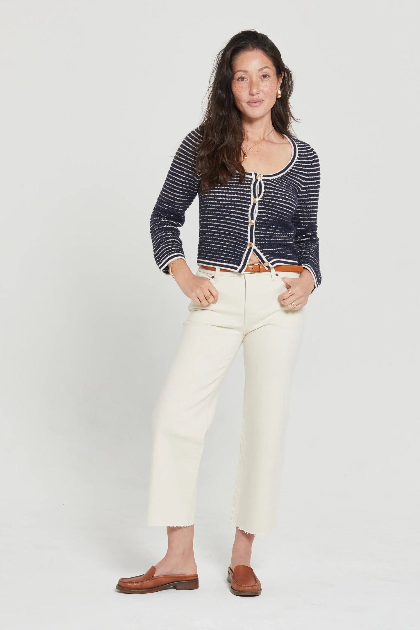 Ankle Crop High Rise Jean - Ecru