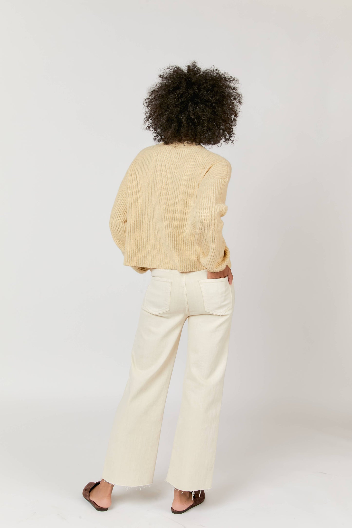 Ankle Crop High Rise Jean - Ecru