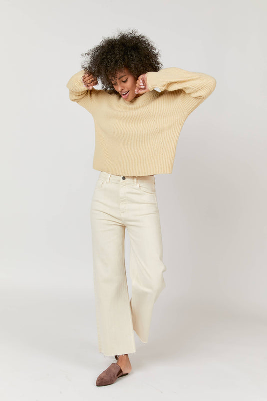 Ankle Crop High Rise Jean - Ecru