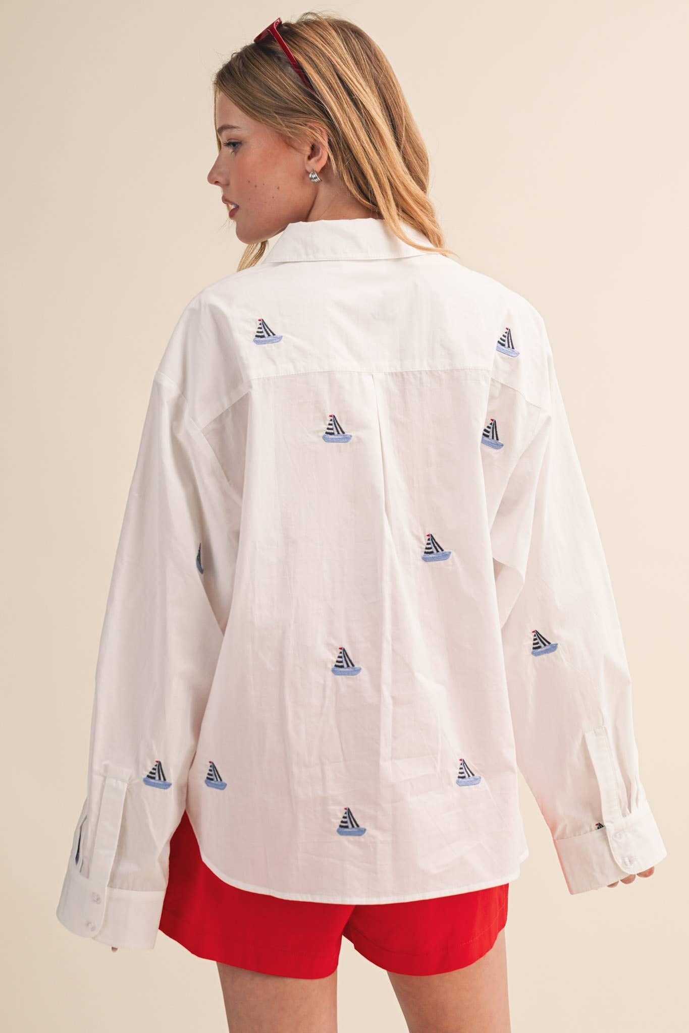 Sailboat Embroidery Button Down