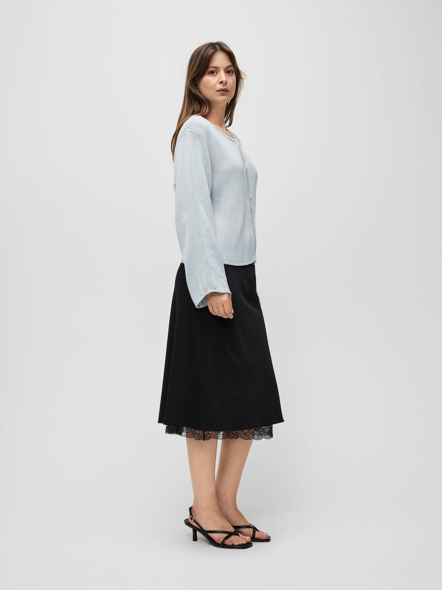 The Morgan Cardigan | Open Button Hole Long Sleeve Cardigan