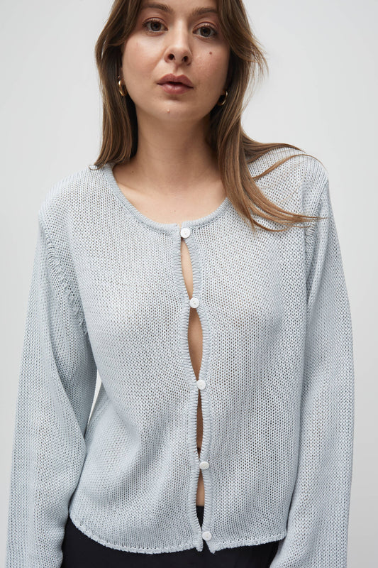 The Morgan Cardigan | Open Button Hole Long Sleeve Cardigan