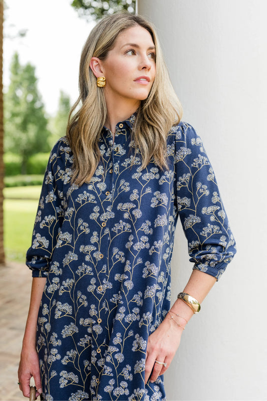 Ashlynn Dress in Navy Grove