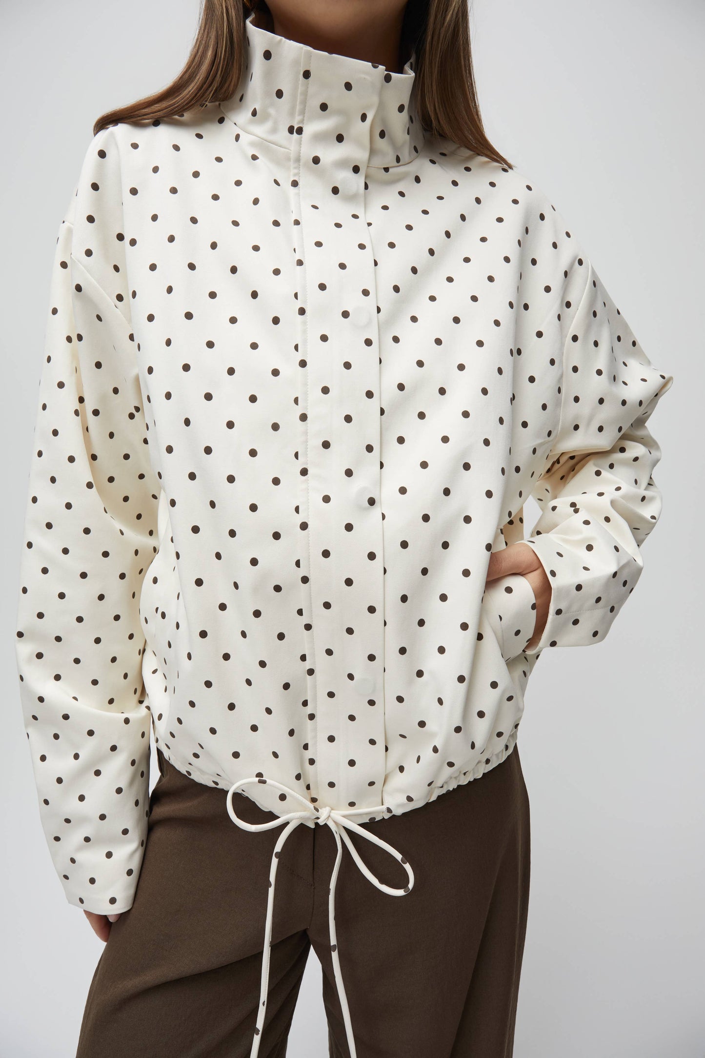 The Sienna Jacket | Polka Dot Turtleneck Bomber Jacket