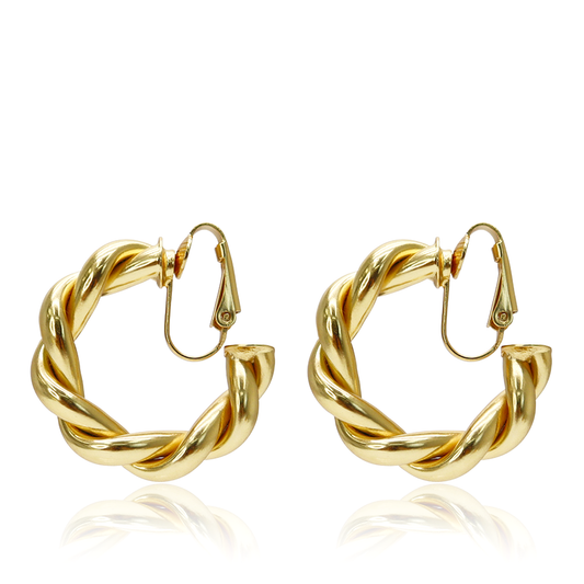 Twisted Rope Clip-On Hoops: Chic Elegance