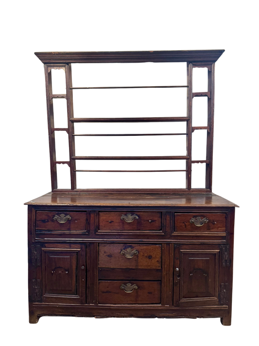 Antique Wooden Dresser with Hutch