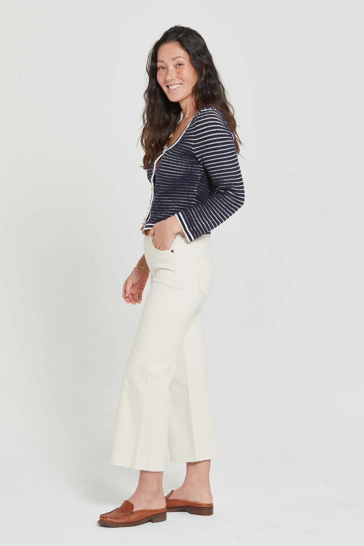 Ankle Crop High Rise Jean - Ecru