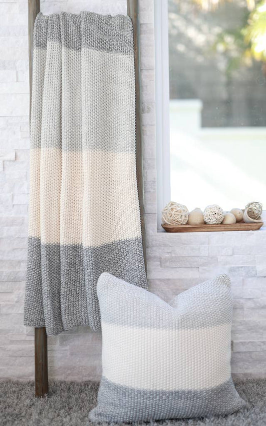 Marl Moss Stripe Knitted Throw