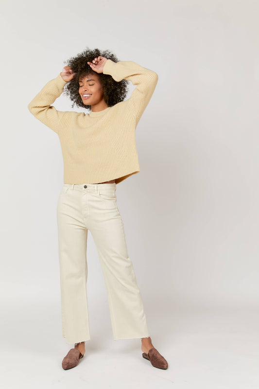 Ankle Crop High Rise Jean - Ecru
