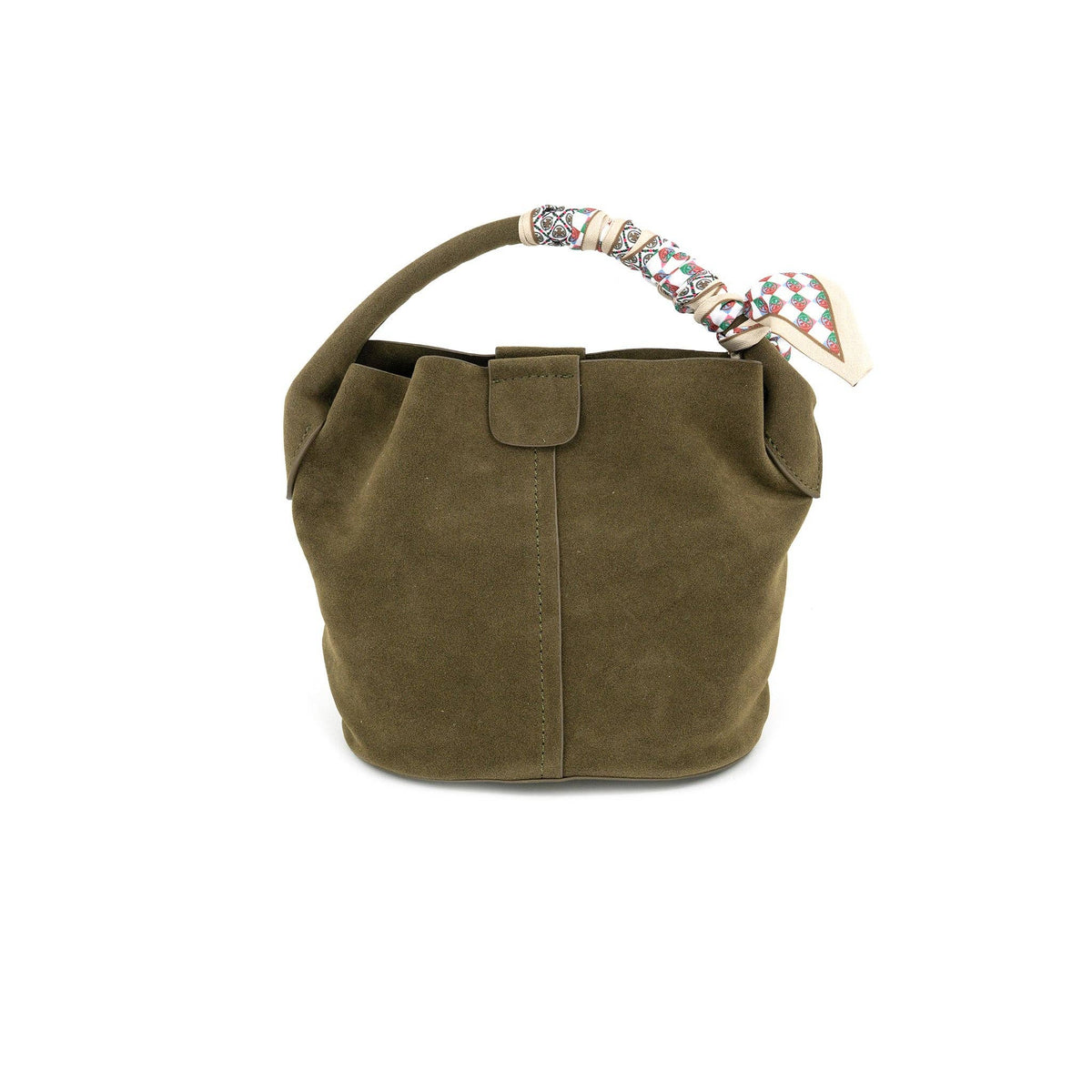 Mini Suede Bucket Purse with Scarf