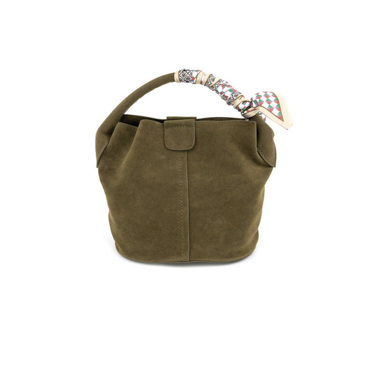 Mini Suede Bucket Purse with Scarf