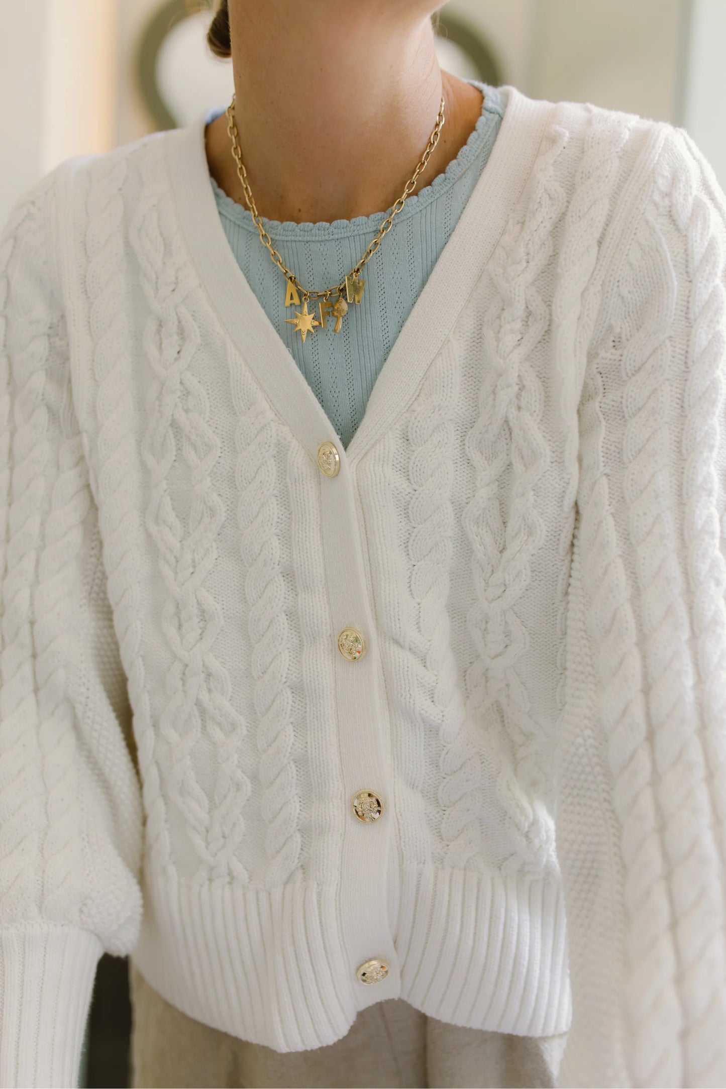 Cotton Chloe Cable Knit Cardigan