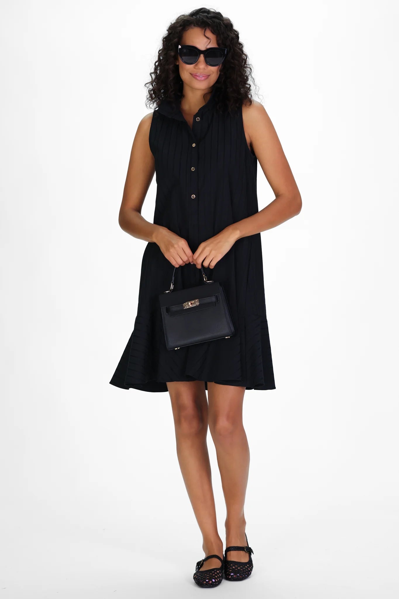 Darcie Dress in Black Shadow Stripe