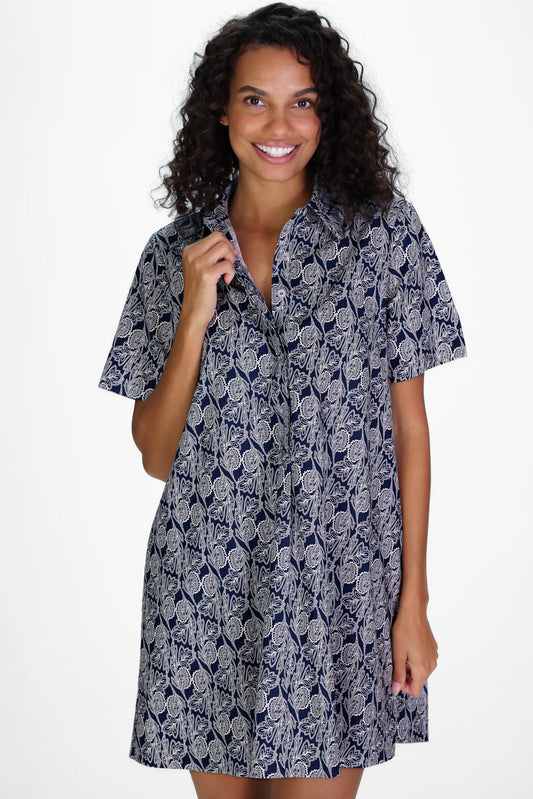 Enid Dress in Ornate Navy