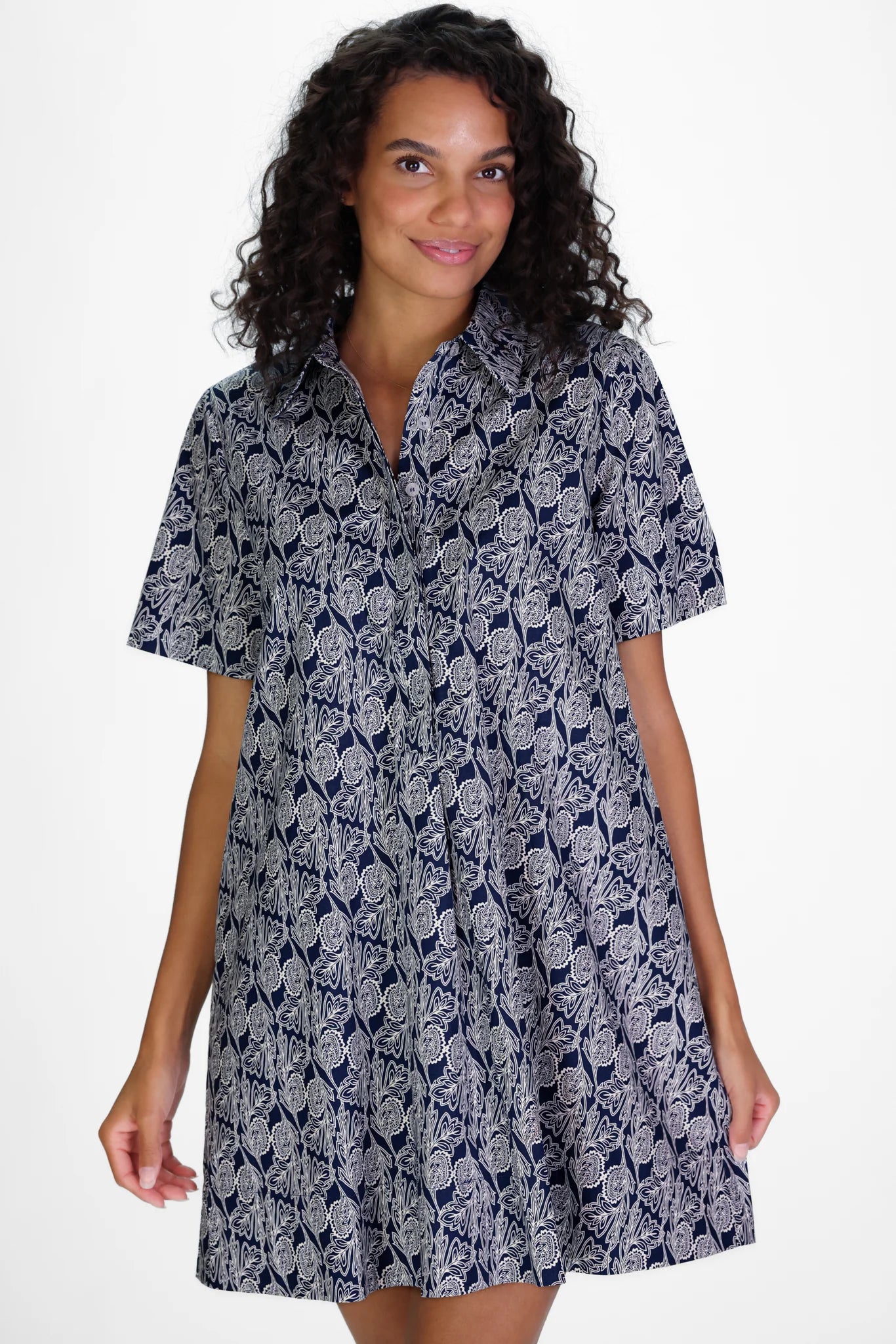 Enid Dress in Ornate Navy