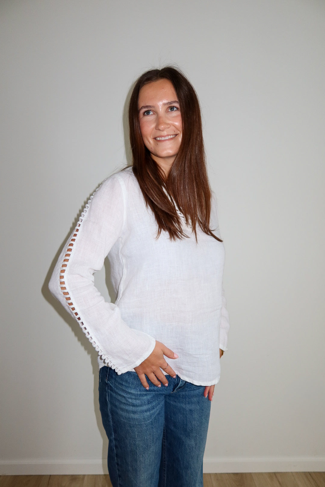 Linen Blouse with Cut-Out Detail