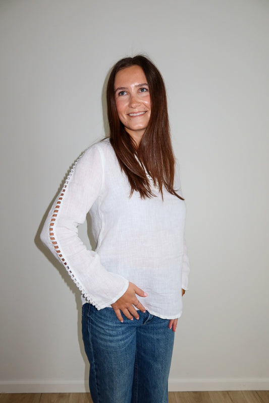 Linen Blouse with Cut-Out Detail