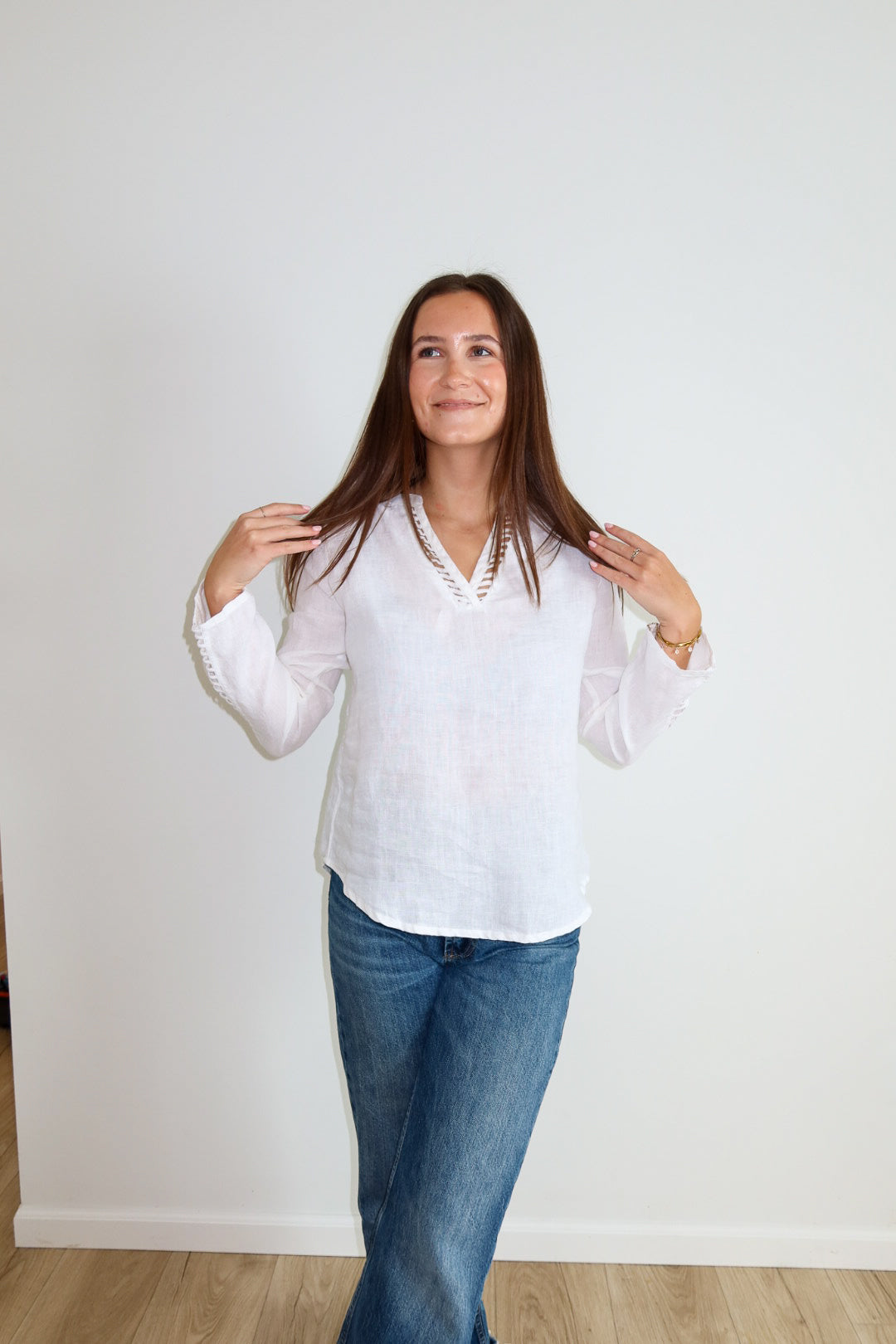 Linen Blouse with Cut-Out Detail