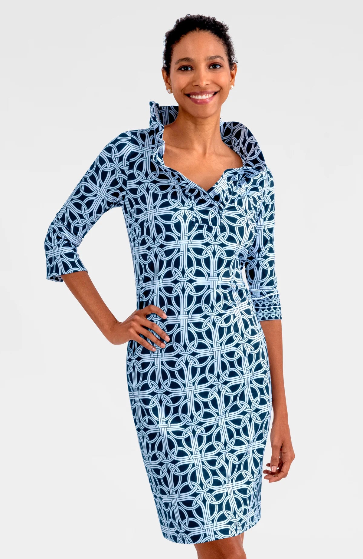 Ruffneck Dress in Ring Toss