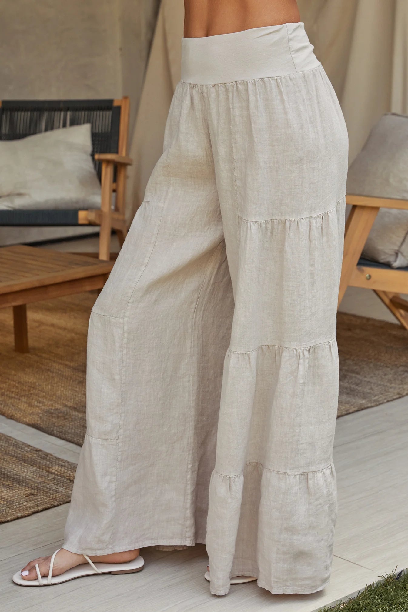 Lined Tiered Palazzo Pant