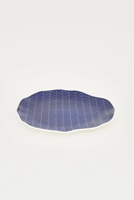 Blue Ceramic Fish Plate (Irregular Round)