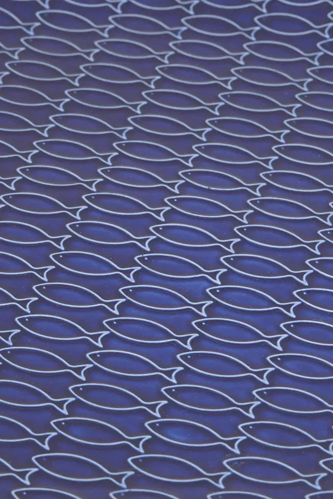 Blue Ceramic Fish Plate (Irregular Round)