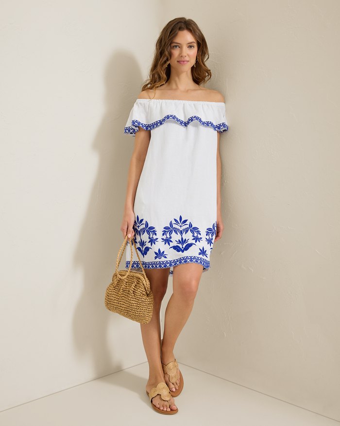 St. Lucia Embroidered Off-the-Shoulder Coverup Dress