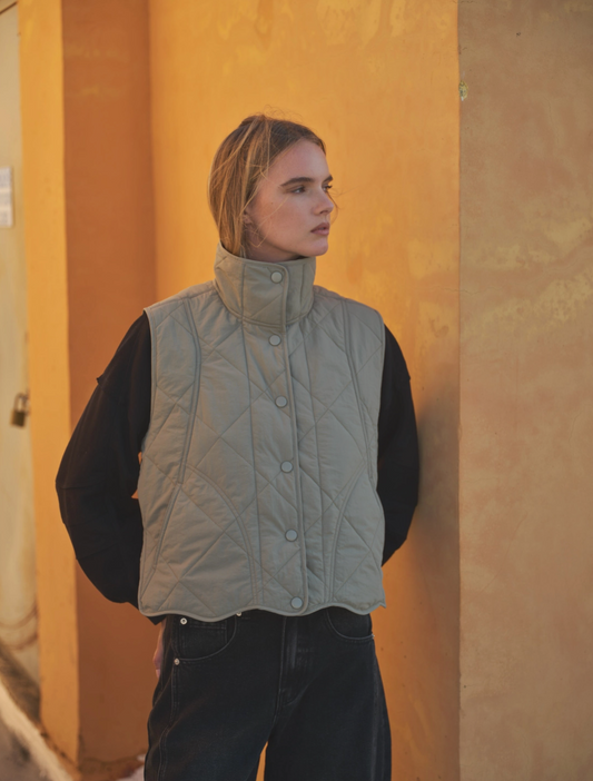 Wave Hem Quilted Vest