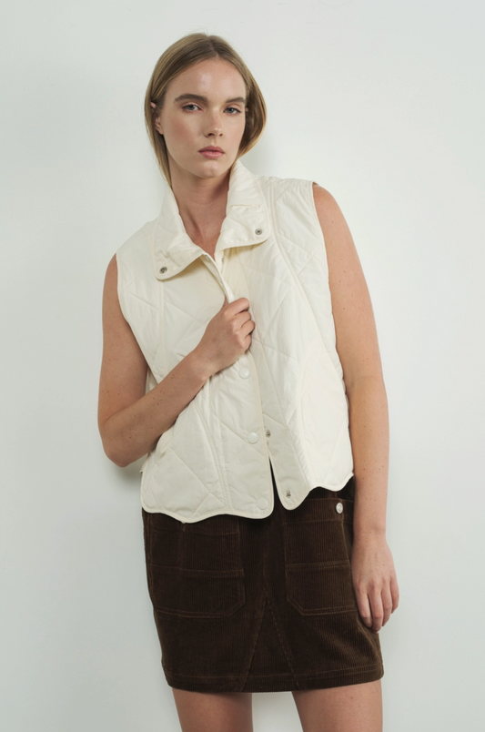 Wave Hem Quilted Vest