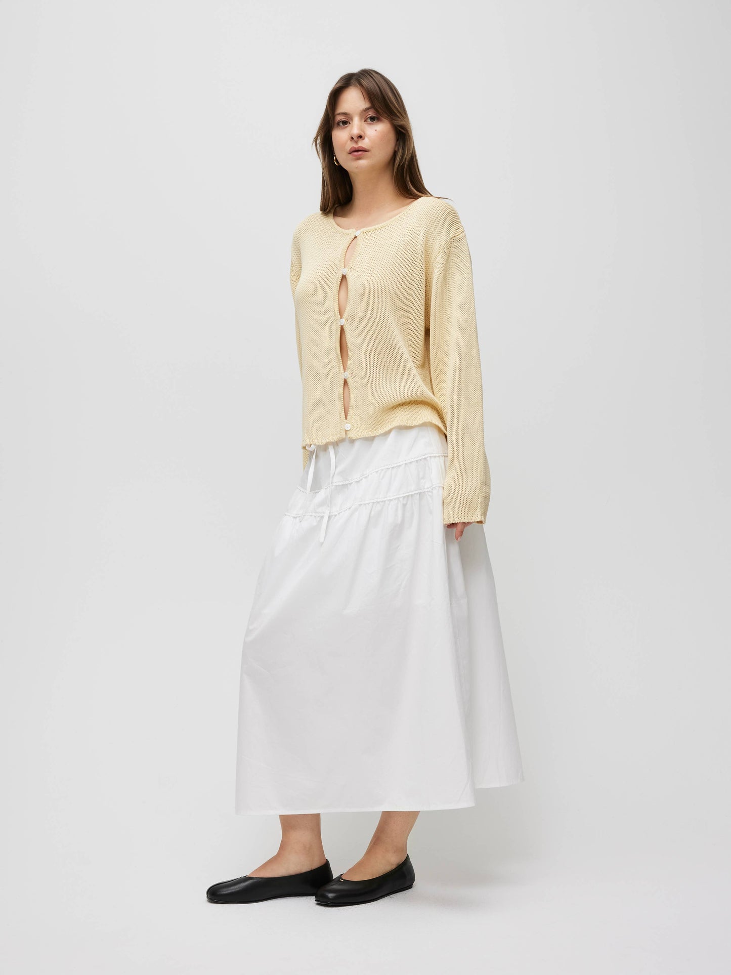 The Morgan Cardigan | Open Button Hole Long Sleeve Cardigan