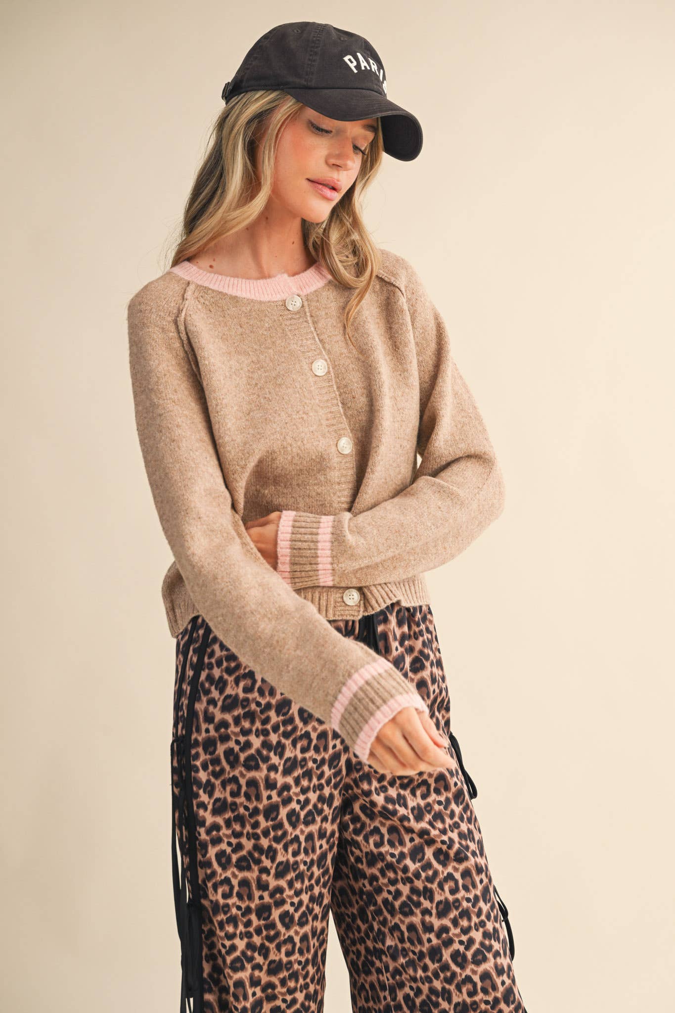 Two-Tone Cardigan Sweater