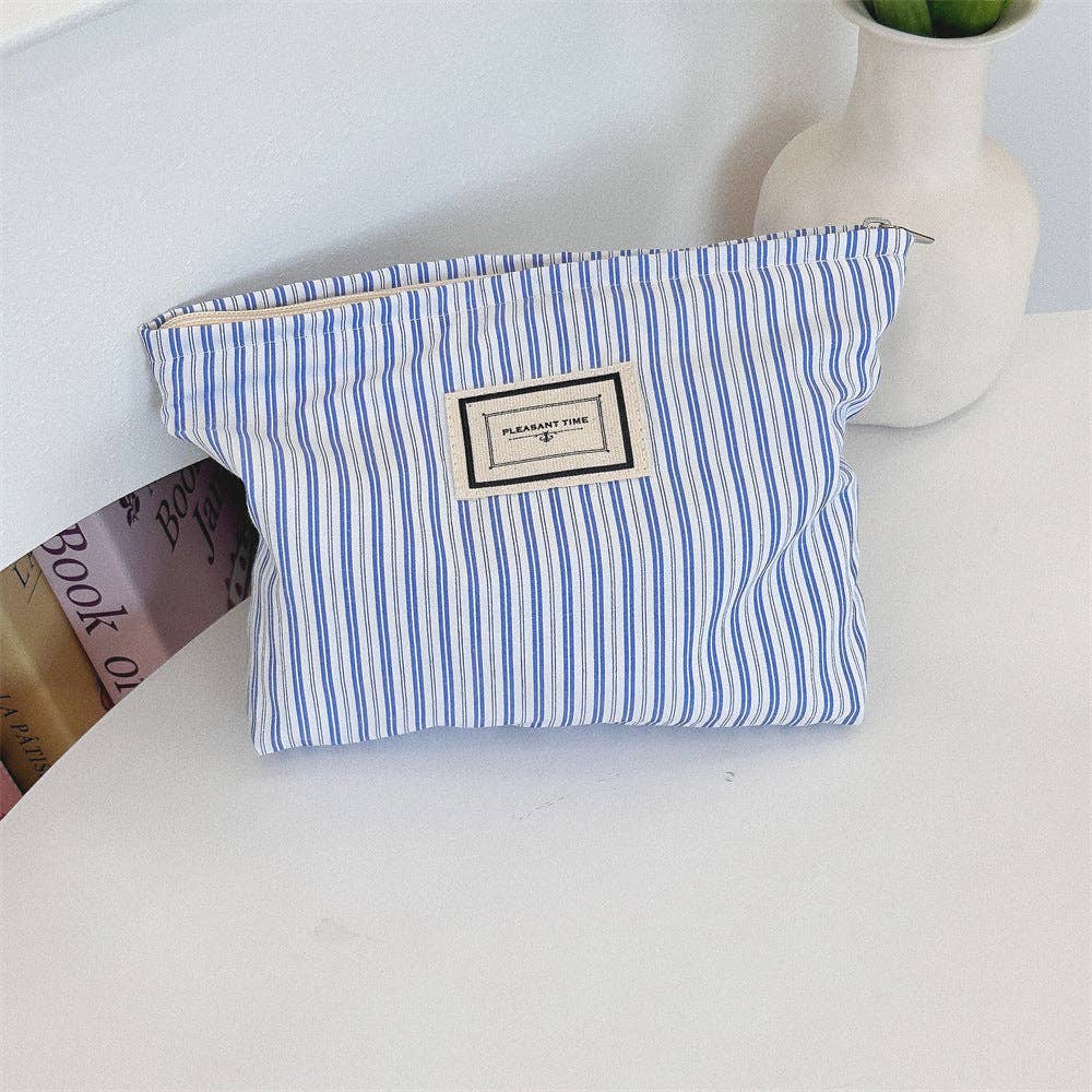 Striped Color-Block Makeup Bag