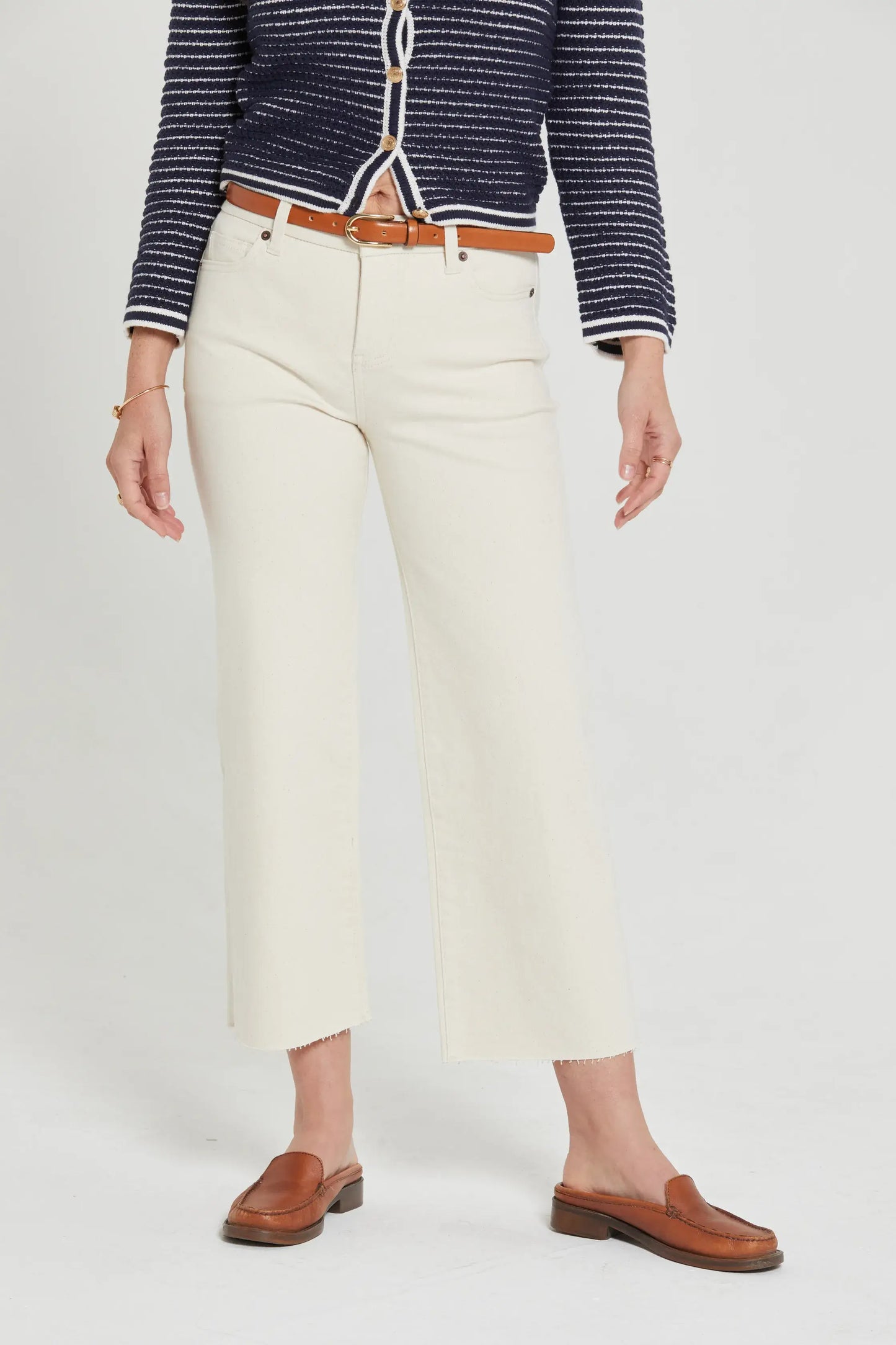 Ankle Crop High Rise Jean - Ecru