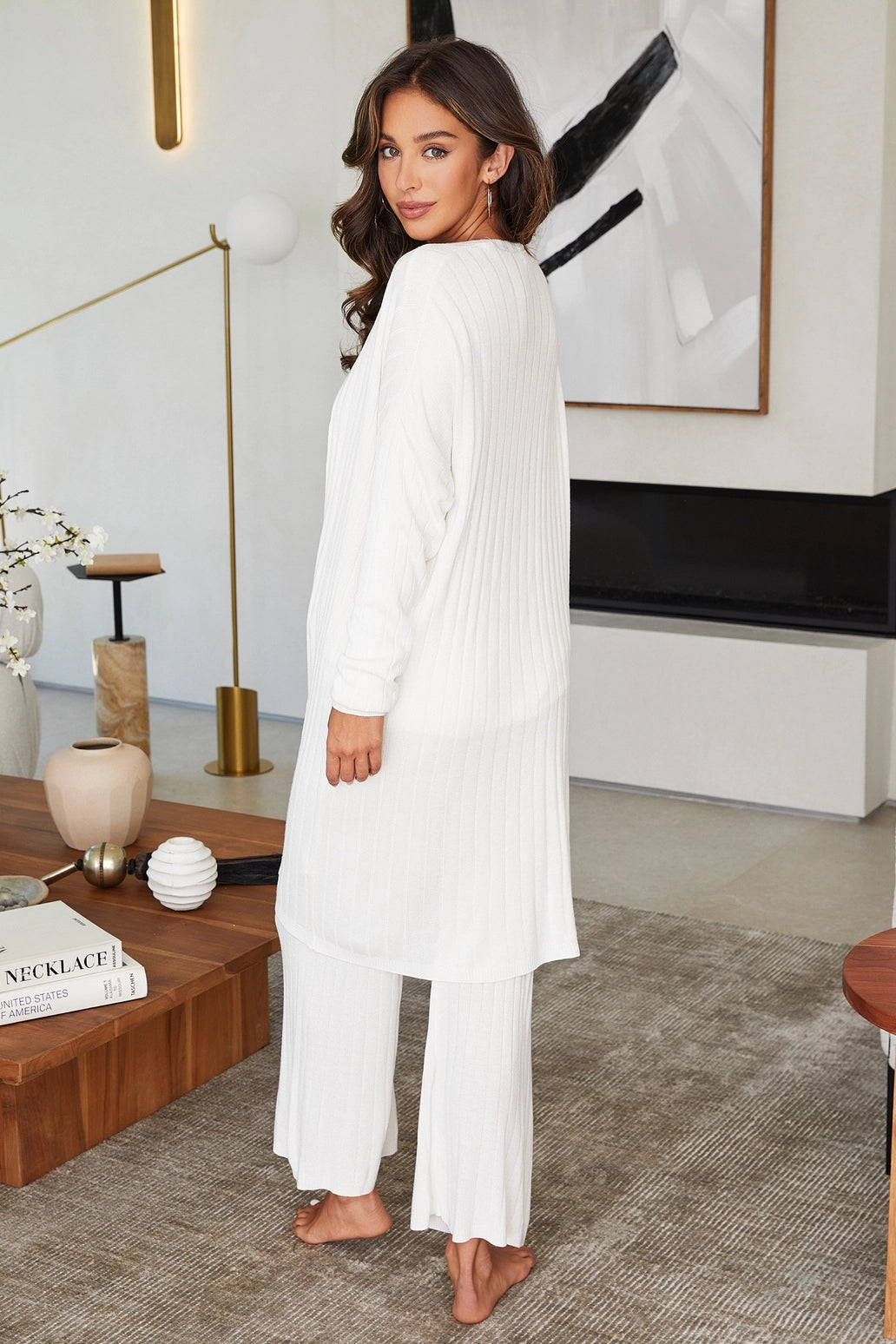 Rib Mid Length Cardigan