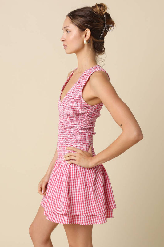 Gingham Tiered Mini Dress